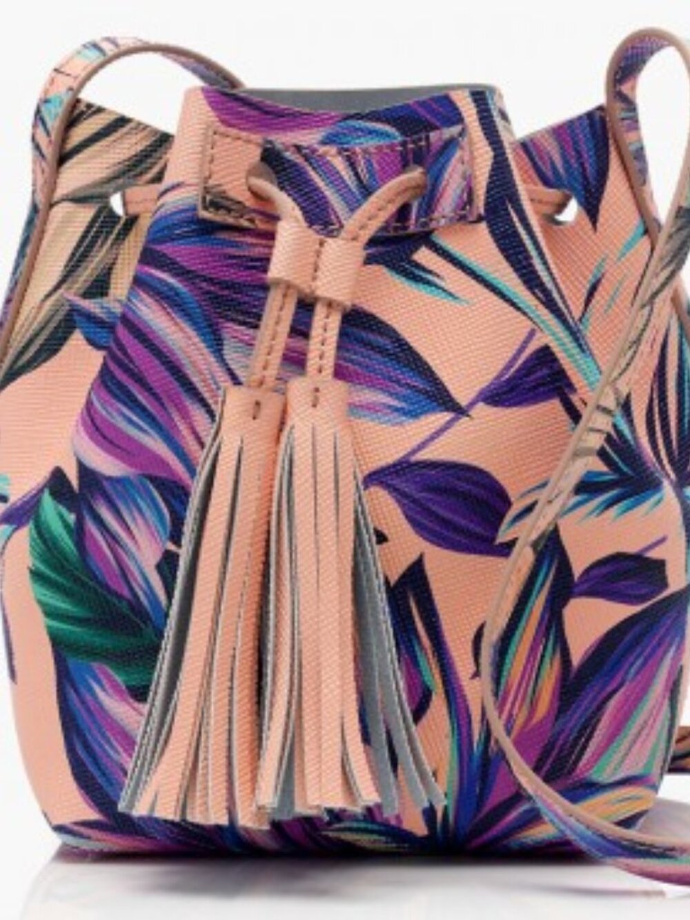 J Crew Tropical Print Drawstring Bucket Bag